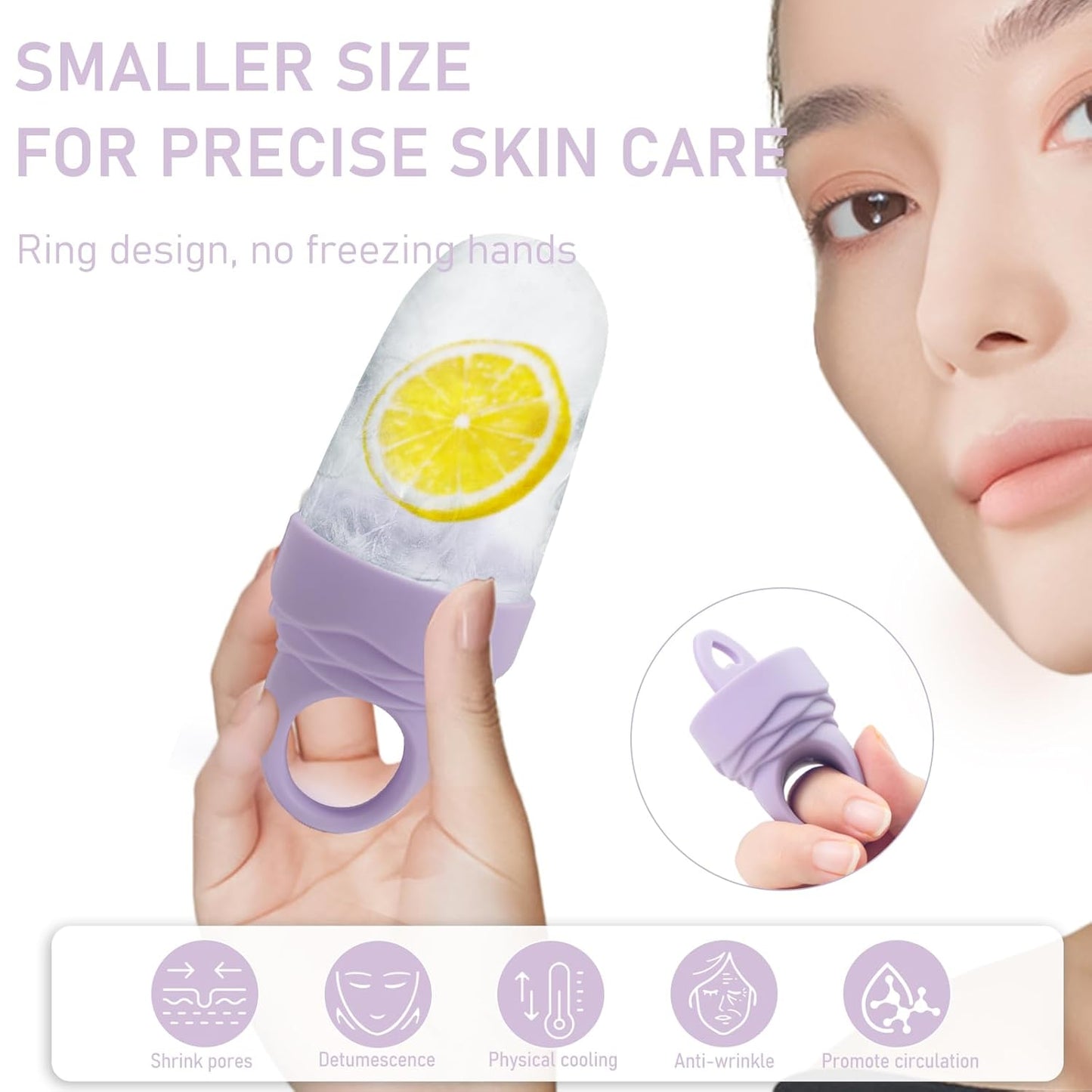 3 Pcs Facial Ice Roller Silicone Mold Reusable for Face Women and Eye Neck Cold Skin Care Tools Freezer De Puff Eye Bags Reduce Migraine Pain Pink 1 + Purple 2-GlimoraGlow