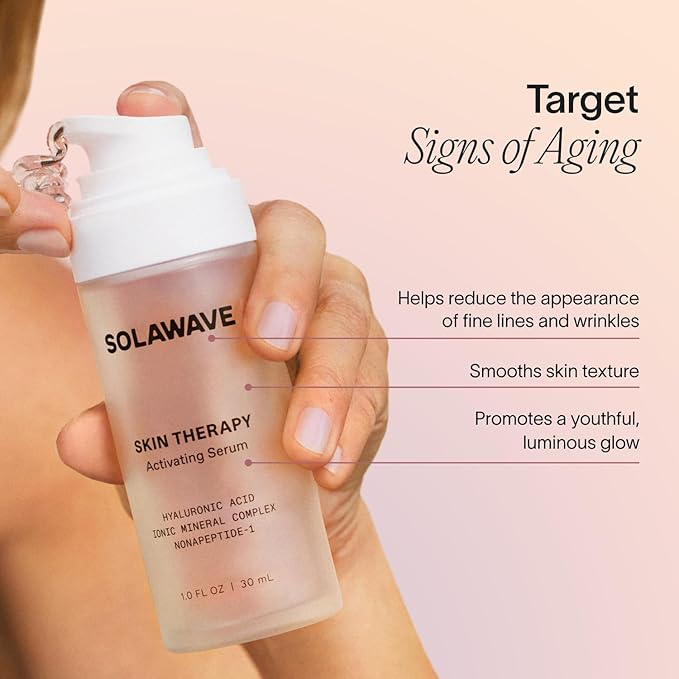 Solawave Wand Skin Therapy Activating Serum | Hyaluronic Acid and Peptides | Enhance Skincare Device Results | Hydrating Microcurrent Galvanic Current | Wrinkle Smoothing-GlimoraGlow