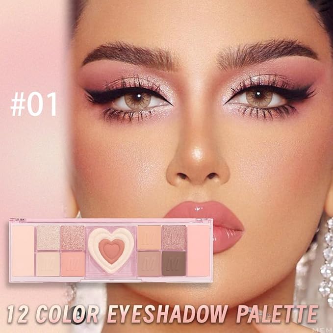 12 Colors Nude White Orange Matte Shimmer Eyeshadow Palette for Eye Makeup,High Pigmented Brown Eye Shadow Primers Powder Palet de sombras de ojos-GlimoraGlow