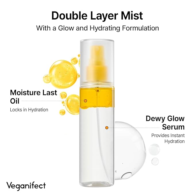 Vitamin C Mist with Niacinamide & Glutathione, Glow Mist for Dewy Skin, Makeup Setting Spray for face, Korean Skin Care, Vegan, 3.38 Fl Oz-GlimoraGlow
