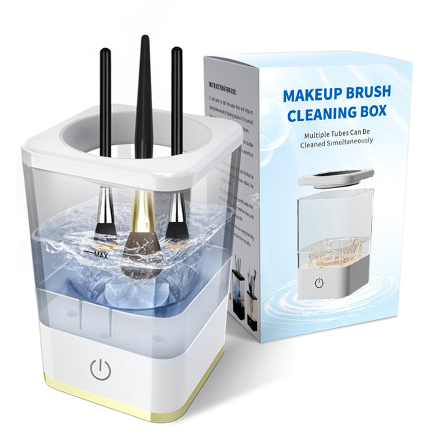 Makeup Brush Cleaner, Neeyer Super-Fast Electric Brush Cleaner Machine Automatic Brush Cleaner Spinner Makeup Brush Tools White-GlimoraGlow