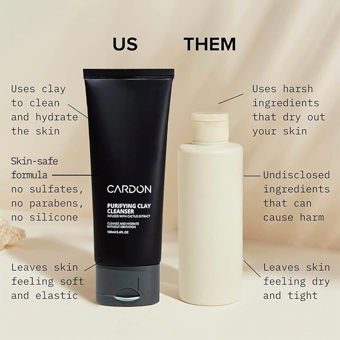 Cardon Men's Deep Pore Cleaning Clay Face Wash, 4x Better Than Charcoal, Oily, Acne-Prone Skin | Korean Premium Skin Care | Remove Face Oil & Dirt, (1 CT)-GlimoraGlow
