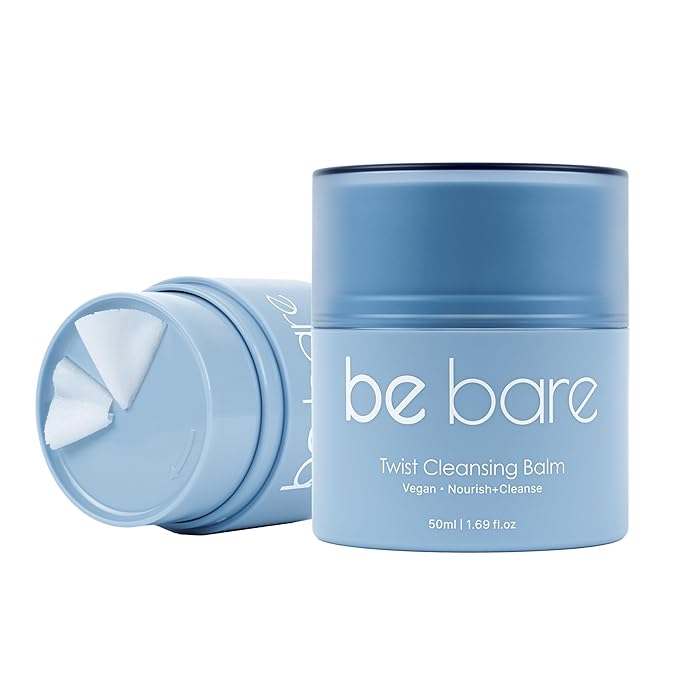 Bebare Twist Cleansing Balm with Hygienic Twist Dispenser: Cleanser for Heavy Makeup Removal, Hydrating Facial Wash for All Skin Types. Korean Vegan Skincare with Natural Oils, 1.69 Fl Oz-GlimoraGlow