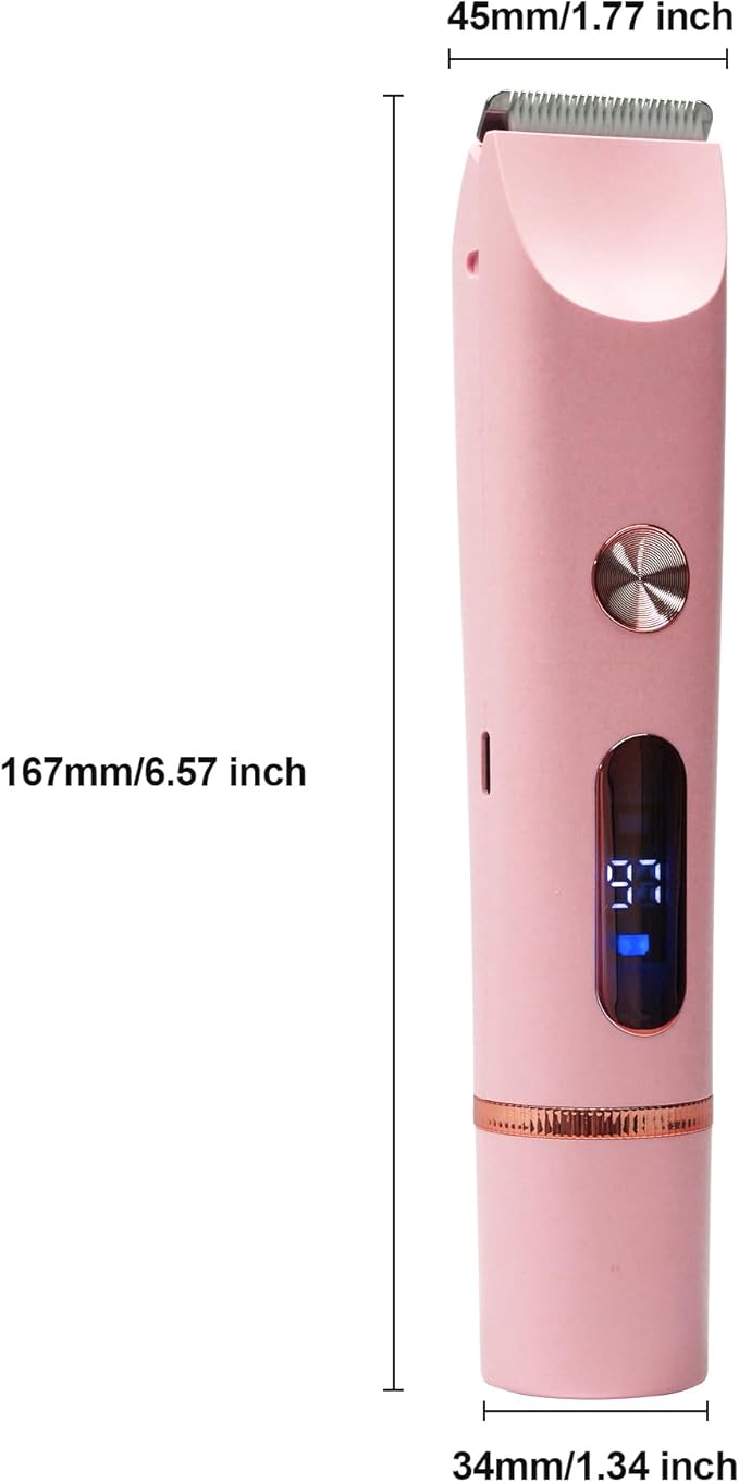 2025 Upgraded Bikini Trimmer for Women & 2 in 1 Dermave Bikini Shaver with LCD Display, Dual Head Cordless Electric Shaver, IPX7 Waterproof Wet/Dry Body Hair Trimmer for Face Body Intimate Areas,Pink-GlimoraGlow