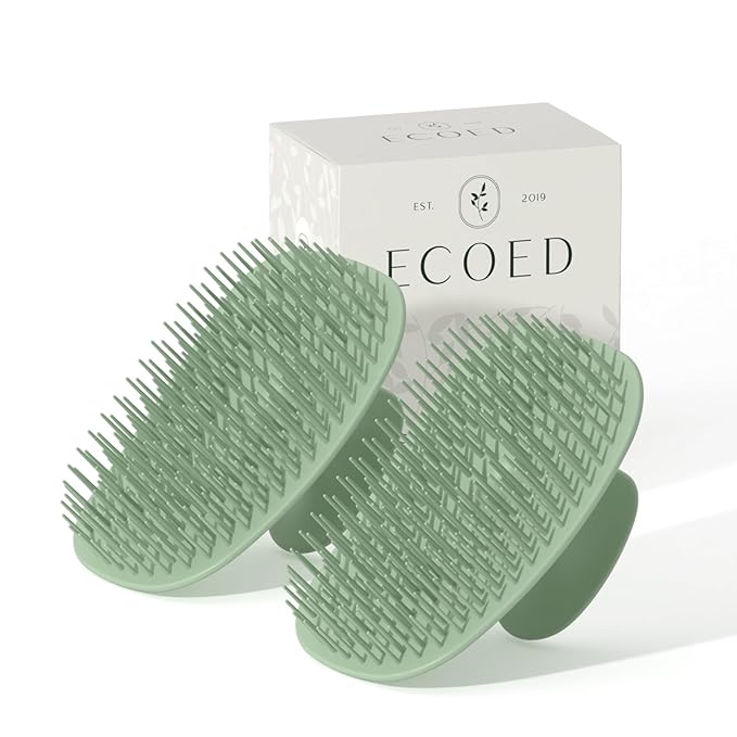 2 PC Scalp Massager Shampoo Brush, Scalp Scrubber & Exfoliator for Dandruff Removal, Wet & Dry and Detangler for Men and Women, Suitable for Short Medium Hair (Green)-GlimoraGlow
