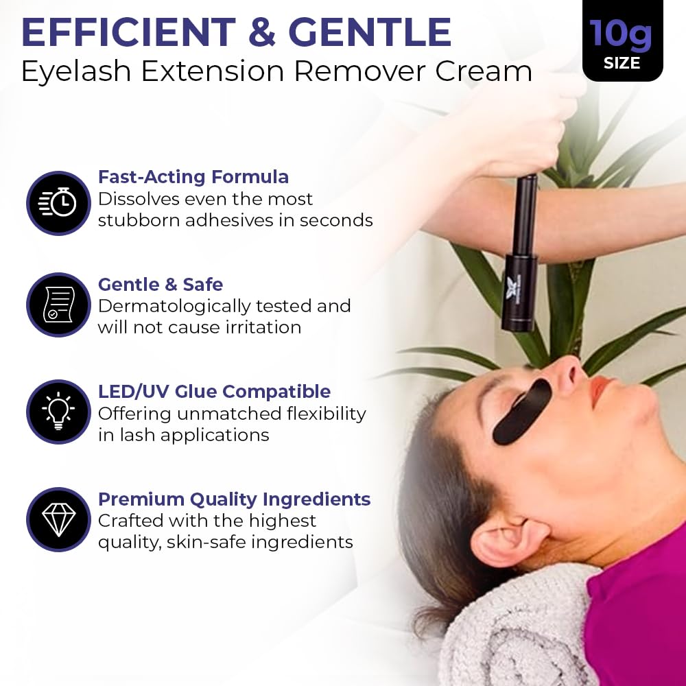 Eyelash Extension Remover Cream - Lash Remover for Lash Extensions Has Fast Acting and Gentle Formula for Easy Lash Removal - Works on UV Eyelash Extension Glue - by Existing Beauty Lashes - 10g-GlimoraGlow