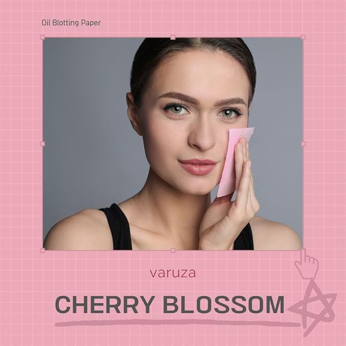 [400 Counts + Mirror Case] Cherry Blossom Natural Oil Blotting Paper for Face with Mirror Compact and Refills-GlimoraGlow