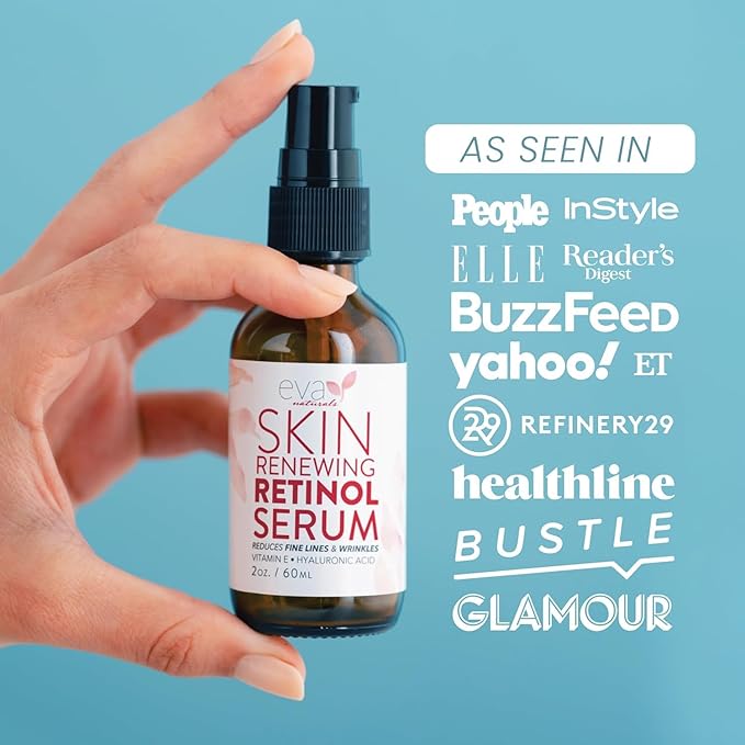 Retinol Serum by Eva Naturals - 2.5% Retinol Serum for Face with Hyaluronic Acid, Vitamin E & Organic Aloe - Retinol Face Serum that Reduce Wrinkles, Fine Lines & Dark Spots - Anti Aging Serum, 2 Pack-GlimoraGlow