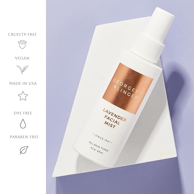 Georgette Klinger Lavender Facial Mist - Moisturizing and Long-Lasting Facial Spray with Aromatherapy, Antioxidants, and Skin-Plumping, Makeup Setting for Dewy, Hydrated Skin - 4.2 oz-GlimoraGlow