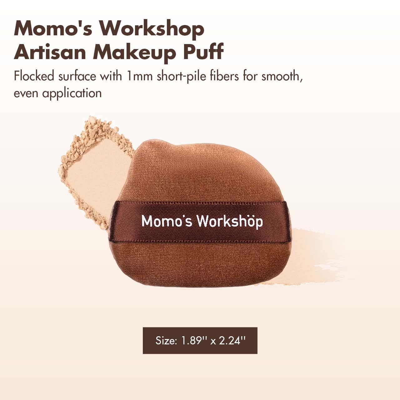 Single-Ear Short Plush Puff,Brown Velvet Powder Puff, 85° Pointed Tip for Highlighting & Full-Face Setting,3pcs Plush Puffs & Storage Case-GlimoraGlow