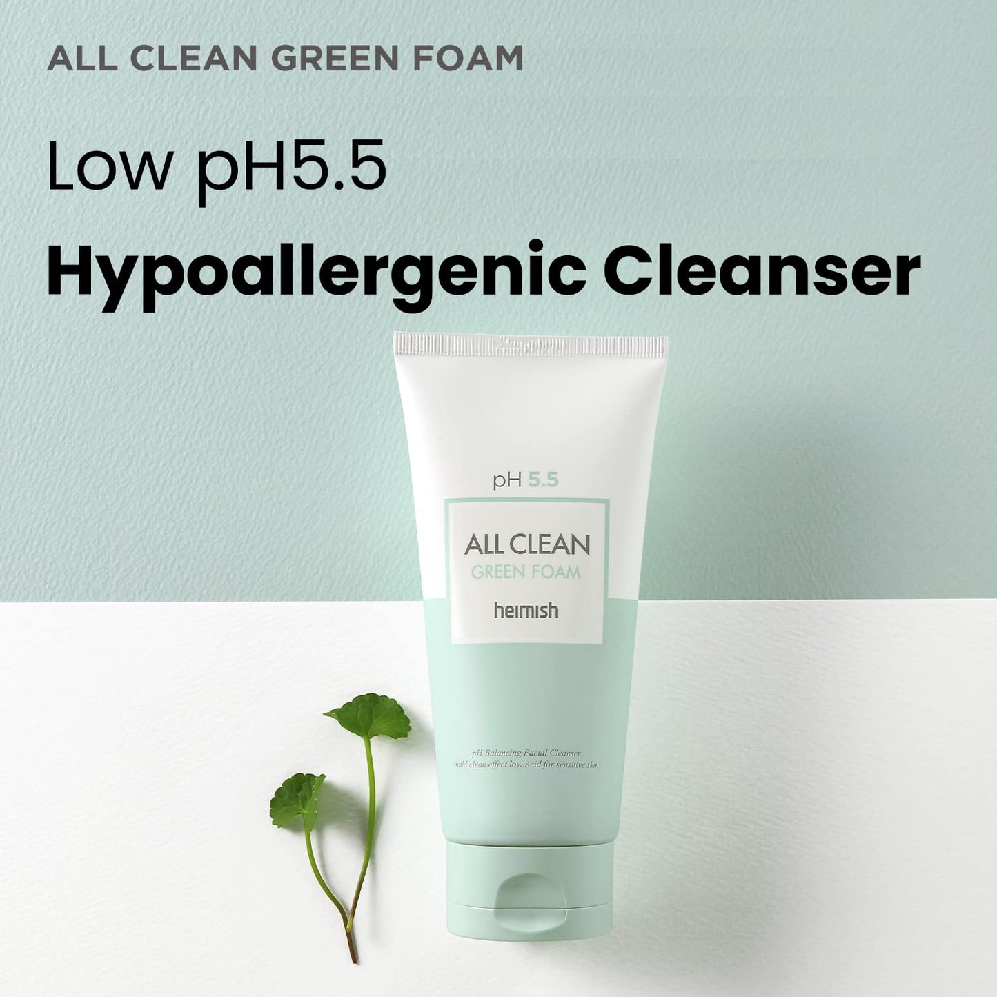 HEIMISH All Clean Green Foam Moisturizing Face Cleanser, Hydrating Gentle Gel Cleanser, Daily Face Wash for Sensitive Skin with Amino Acid, P.H 5.5, for Double Cleansing, Korean Skincare, 5.3oz/150g-GlimoraGlow