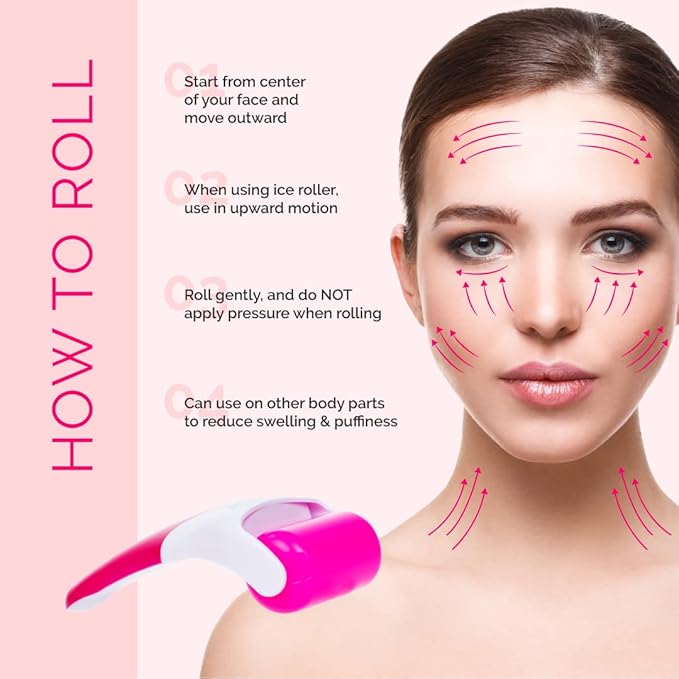 Elizabeth Mott Ice Roller for Face & Eyes Cooling Facial Massager to Reduce Puffiness Under-Eye Bags & Swelling Tighten Pores Boost Circulation Soothe Irritation, Numb Pain for Women and Men-GlimoraGlow