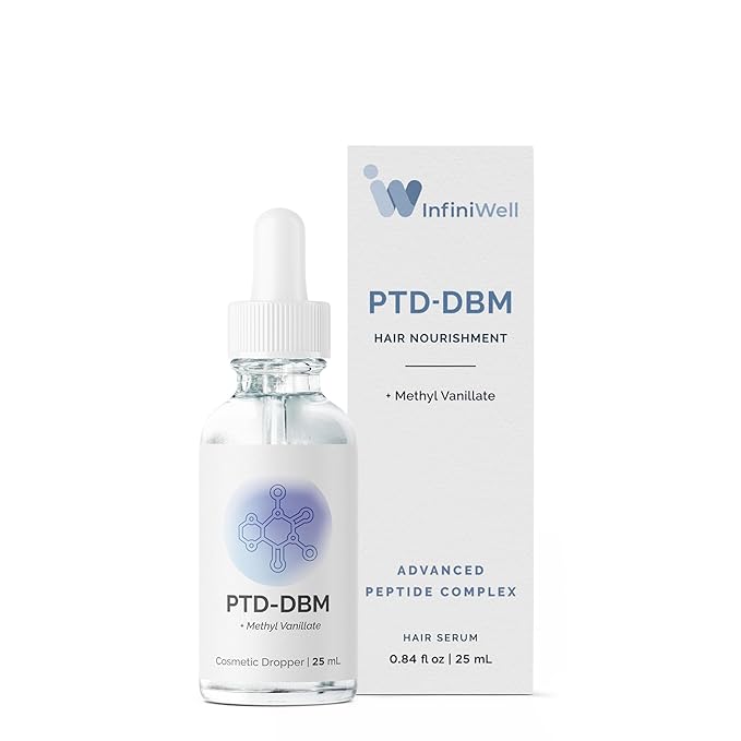 InfiniWell PTD-DBM Peptide Hair Serum for Fuller-Looking Hair - Scalp Treatment for Visible Growth & Follicle Renewal - Reinforce Restoration, Strand Integrity & Optimal Density (25 ml)-GlimoraGlow
