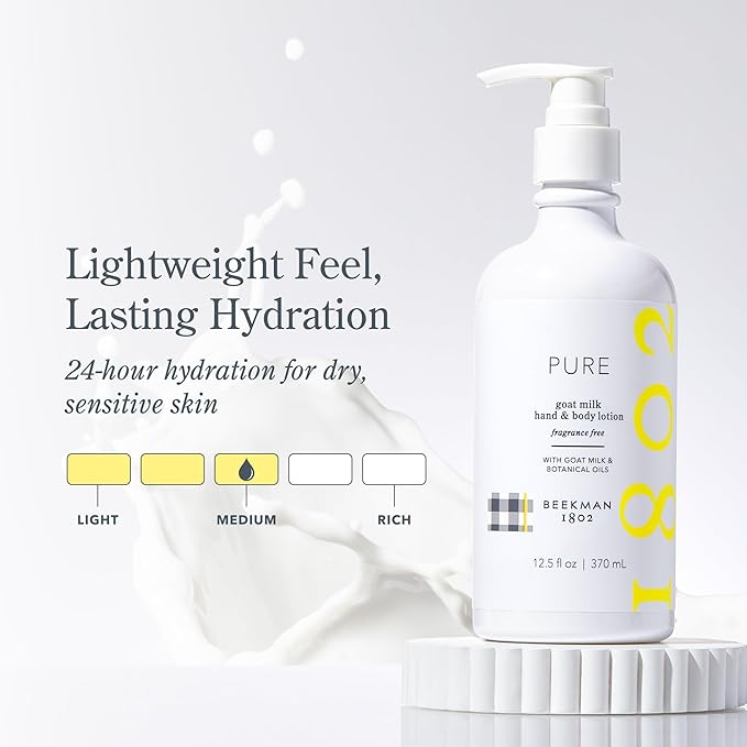 Beekman 1802 Goat Milk Lotion - Hydrates, & Softens Dry Skin, Body and Hand Lotion - With Shea Butter & Jojoba Oil - Lightweight, Non-Greasy, Cruelty-Free-GlimoraGlow