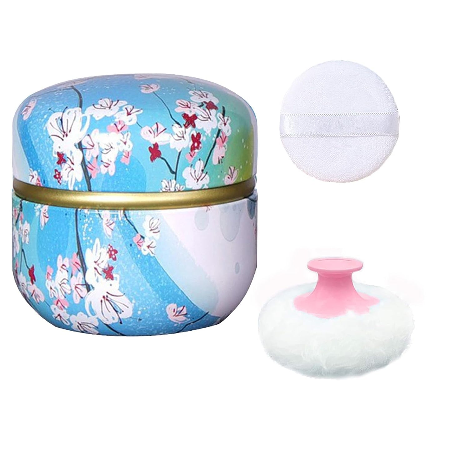 Body Powder Puff and Container for Dusting Powder, Women Powder Puff and Powder Case for Bath and Travel (Plum Blossom)-GlimoraGlow