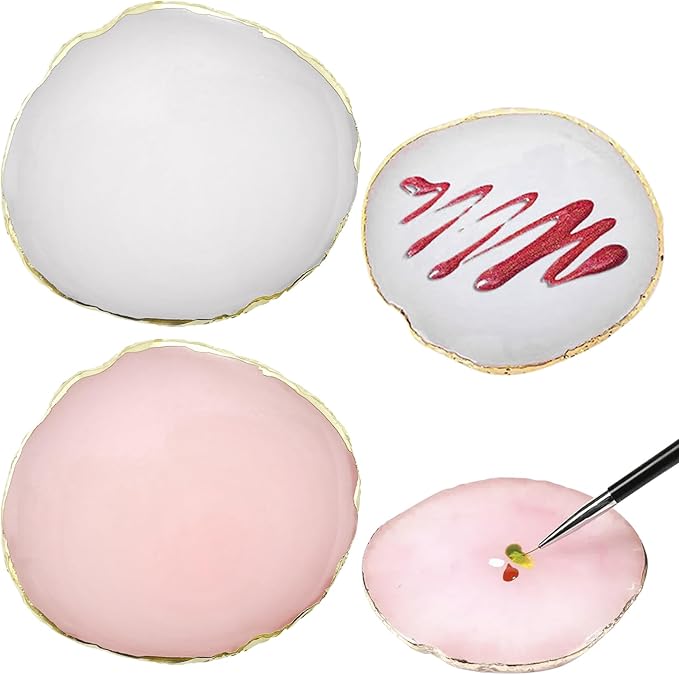 2 Pack Nail Art Palette Makeup Foundation Mixing Palette Holder Golden Edge Professional Cosmetic Nail Art Tools for Women and Girls Nail Polish Liquid Lipstick Concealer-GlimoraGlow