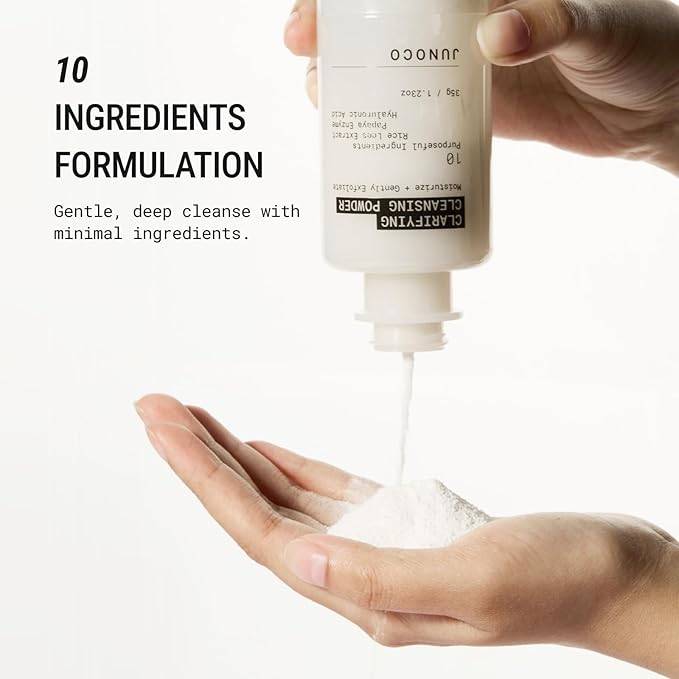 JUNO & Co. JADE Clarifying Cleansing Powder, Refillable Exfoliating Enzyme Face Cleanser to Enhance Smooth, Hydrated Skin-GlimoraGlow