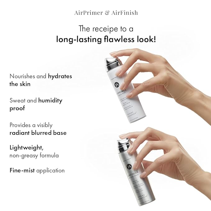 Jerome Alexander MagicMinerals Air Primer & Setting Spray Bundle – LiquidSilk Air Primer and AirFinish Setting Spray – Pore-Minimizing, Skin-Smoothing Formula for Long-Lasting, Flawless Matte Finish-GlimoraGlow