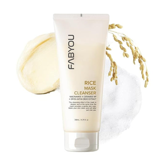 Rice Mask Cleanser 6.76 fl oz - Glow-Boosting & Hydrating Face Wash with Jeju Rice & Natto Gum, Gentle Exfoliating Daily Foam Cleanser, Deep Pore Cleansing, Non-Irritating- Korean Skin Care-GlimoraGlow