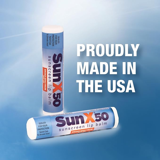 CoreTex Sun X 50 Lip Balm SPF 50 (Pack of 50) - Sunscreen Lip Balm, Water Resistant up to 80 Minutes & Free of Parabens & Oxybenzone - SPF 50 Broad Spectrum (UVA/UVB) Lip Protection-GlimoraGlow