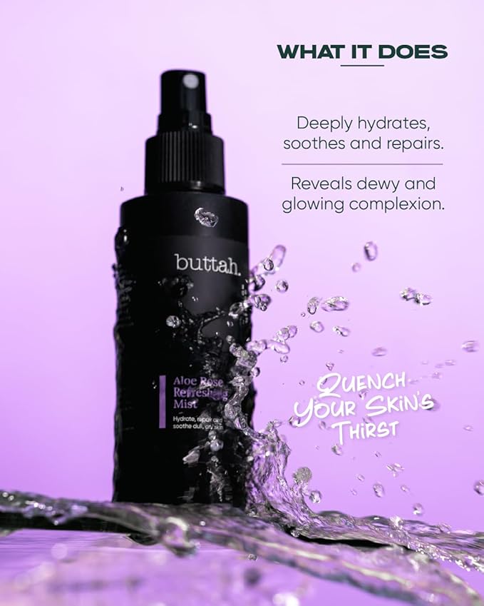 Buttah Skin by Dorion Renaud Aloe Rose Refreshing Mist 4oz - Hydrating Rose Water Face Spray - Refreshing Aloe Facial Mist - Naturally Based Skin Care for Men & Women - Black-Owned Skincare-GlimoraGlow
