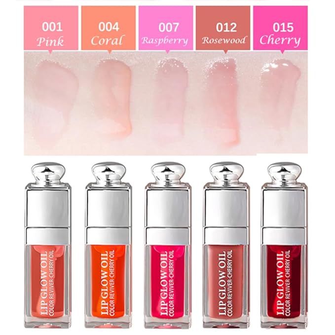 Hydrating Lip Glow Oil, Moisturizing Lip Glow Oil, Nourishing Glossy Transparent Lip Oil, Plumping Lip Oil, Lip Balm, Non-sticky Tinted Toot Lip Balm for Lip Care (RASPBERRY) 0.2 OZ-GlimoraGlow