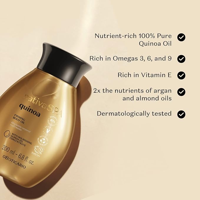 Nativa SPA by O Boticario Quinoa Hydrating Body Oil, Soft and Healthy Skin, 6.8 oz. (200 ml)-GlimoraGlow