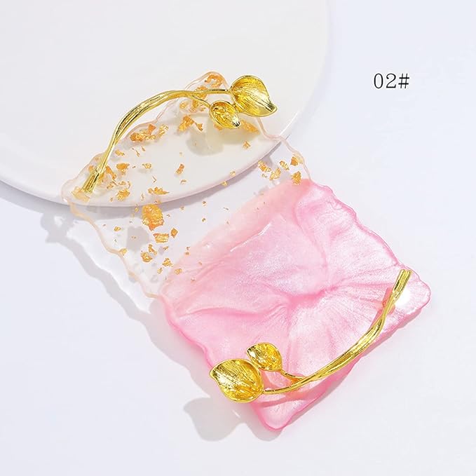 2023 Retro Nail Art Palette, Nail Painting Mixed Color Palette with Leaves Handle, Nail Holder Gel Color Makeup Display Board Pallet (Pink)-GlimoraGlow