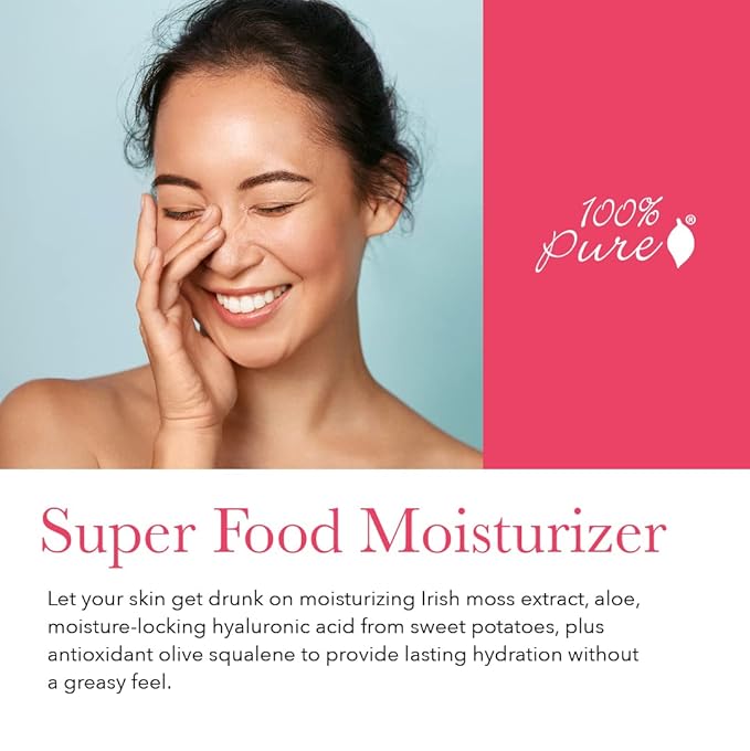 100% PURE Watermelon Cucumber Water Locking Moisturizer Natural Facial Hydration Boost with Hyaluronic Acid Replenishing Anti Aging Face Cream & Quenching Dry Skin Care Vegan - 1.4 fl oz-GlimoraGlow