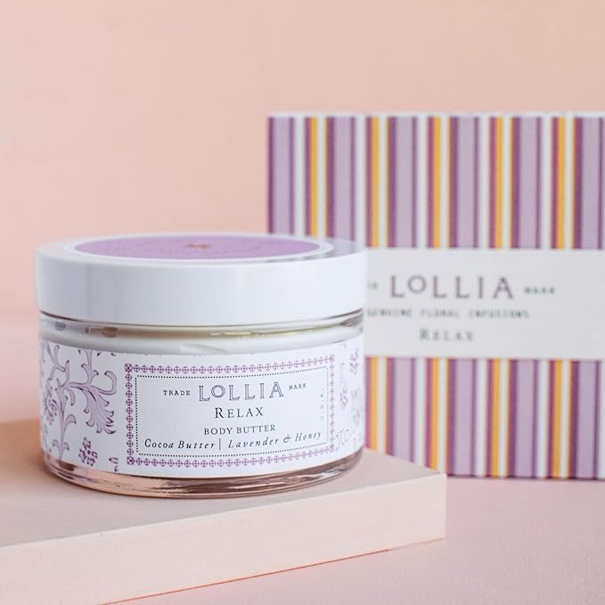 LOLLIA Relax Body Butter, 5.5 oz. - Lavender & Honey Fragrance - Shea Butter & Cocoa Butter, Body Lotion for Women, Hydrating & Smooth Body Moisturizer-GlimoraGlow