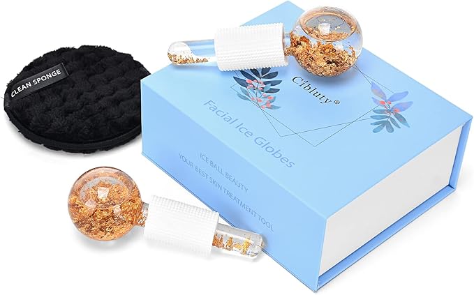 Ice Cryo Sticks Facial Globe with Golded Essence- 2PC Cooling Globes for Cold or Hot Skin Massagers, Face Globe for Skin Care Routine-GlimoraGlow