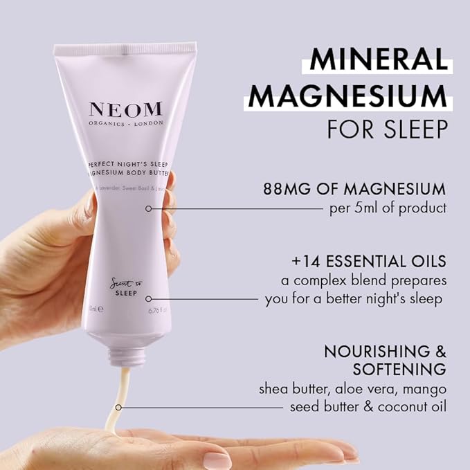 Neom - Magnesium Body Butter | 6.76 Fl Oz (200ml) | Lavender, Chamomile, & Patchouli | Lotion for Sleep with Essential Oils | 100% Natural Fragrances | Nourish & Soften | Signature Sleepy Scent-GlimoraGlow