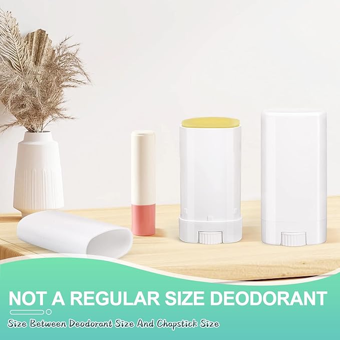 15ml Travel Deodorant Containers,Top-Fill,Empty Plastic Oval Lip Balm Tubes for Chapstick,Lip Balm,Lotion Bar Sticks,Salve,Homemade Solid Lotion,Sample Size Deodorant-30 Pack,White-GlimoraGlow