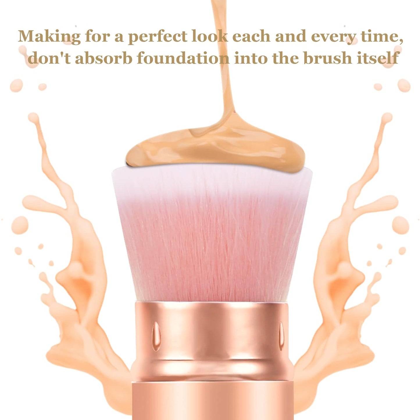 Falliny Retractable Makeup Brushes, Travel Kabuki Powder Foundation Brush, Portable Face Liquid Foundation Sunscreen Brush with Cover for Blending Liquid, Bronzer,Cream or Flawless Powder Cosmetics-GlimoraGlow
