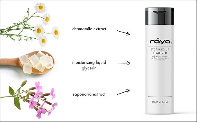 Raya Eye Make-Up Remover 8 oz (105) | Oil-Free, Make-Up Removing Cleansing Fluid | Gently Removes Non-Water-Proof Mascara | Great For Sensitive Skin-GlimoraGlow