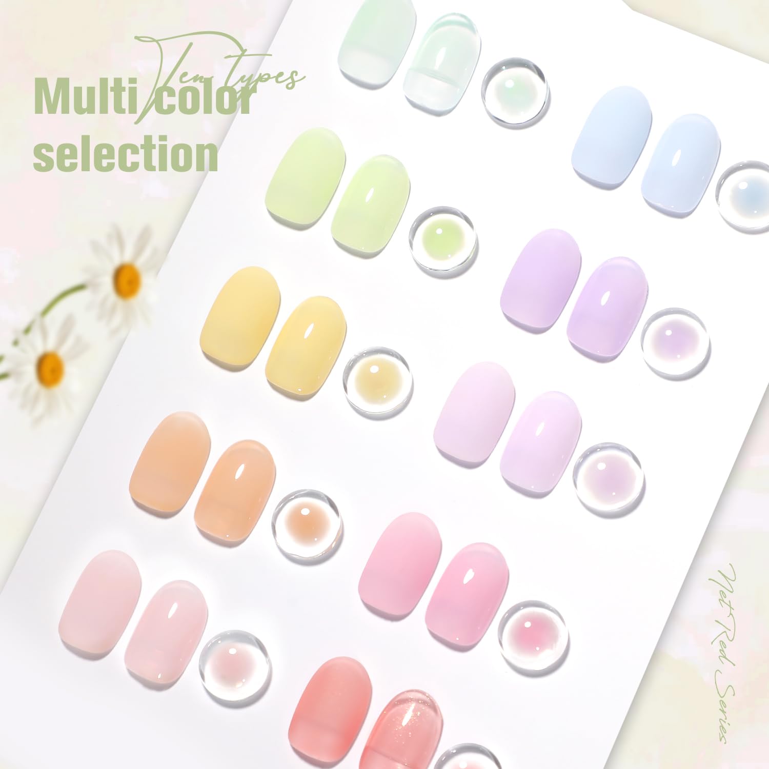 Jelly Pastel Gel Nail Polish Set 10Pcs Candy Colors Collection,Translucent Spring Summer nail gel polish Manicure at Home DIY Easter Mother's Day Gifts-GlimoraGlow