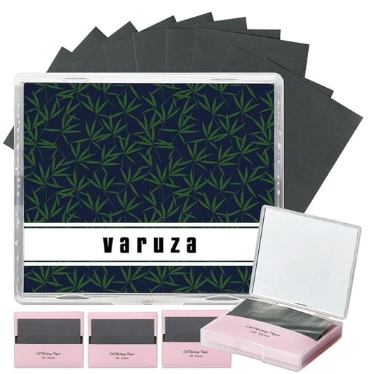[400 Counts + Mirror Case] Natural Bamboo Charcoall Oil Blotting Sheets for Face with Mirror Compact and Refills-GlimoraGlow