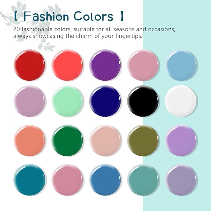 JODSONE 23 PCS Gel Nail Polish Kit with U V Light Popular Color with Durable Base Coat Matte Glossy Top Coat-GlimoraGlow