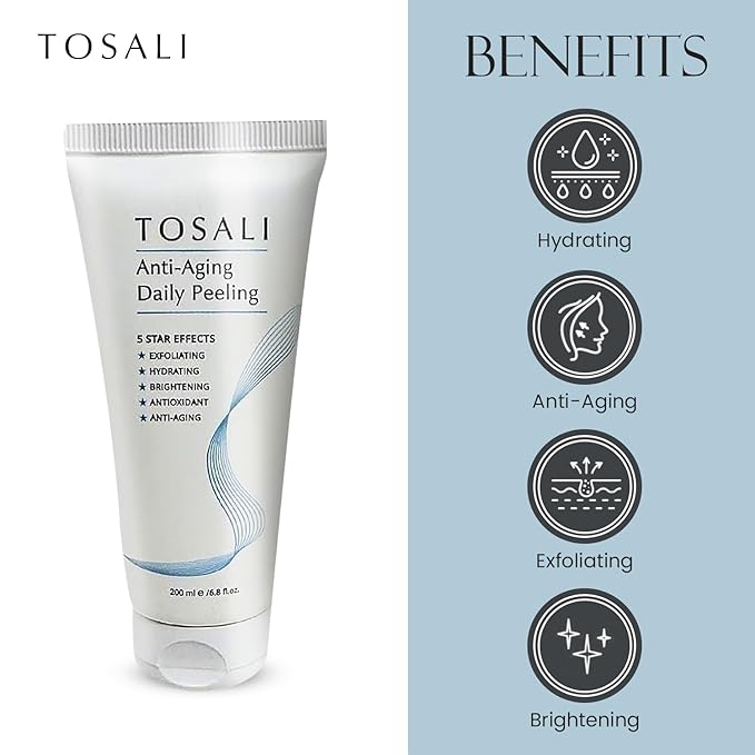 Anti Aging Daily Peeling Face Exfoliator – Peeling Gel with Hyaluronic Acid, Lactic Acid & Vitamin E, Gentle Exfoliating Gel for All Skin Types, Skin Care for Women, 6.8 Oz-GlimoraGlow