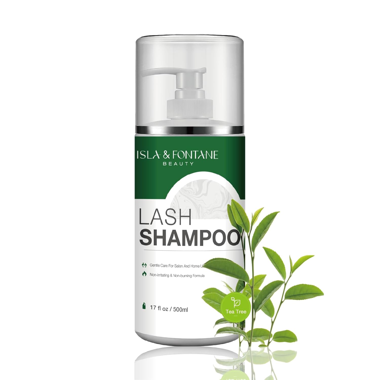 ISLA & FONTANE Lash Shampoo Bulk – Multi-Scent Series – 17 fl oz / 500ml | Gentle Eyelash Cleanser for Lash Extensions | Non-Irritating | Professional Lash Bath Foam For Salon And Home Use (Tea Tree)-GlimoraGlow