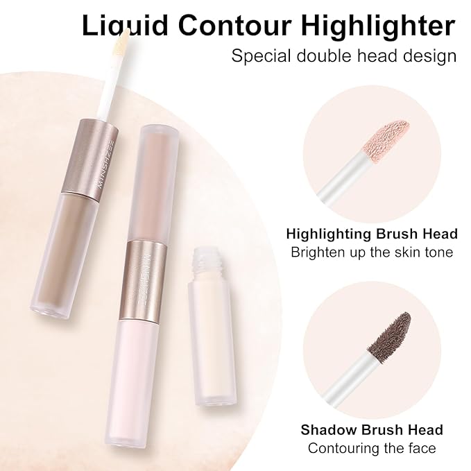 2 in 1 Bronzer and Highlighter Stick,Non-greasy & Non-drying Contour Pencil,Easy to Create a Natural Shimmery Finishing,Long Lasting & Waterproof Face Brighten Make up Pen-GlimoraGlow