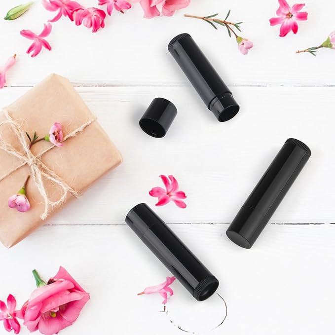 100 Pcs 5.5ml Bulk Empty Lip Balm Tubes Refillable Plastic Lip Gloss Container Travel Lipstick Tubes Chapstick Tubes Holder For DIY Homemade Lip Balm (black)-GlimoraGlow