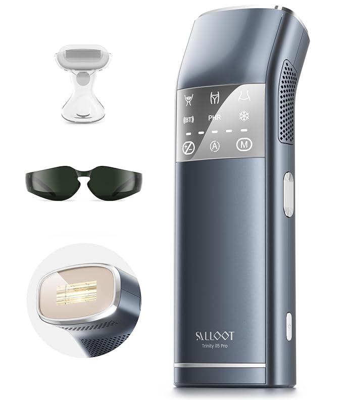 IPL Laser Hair Removal for Men, Dual Lights 100W, 35°F Sapphire Ice-Cooling, Quadruple-Pulse PHR Mode for Stubborn Hair, at Home Hair Removal Device for Armpits, Chest and Leg-GlimoraGlow