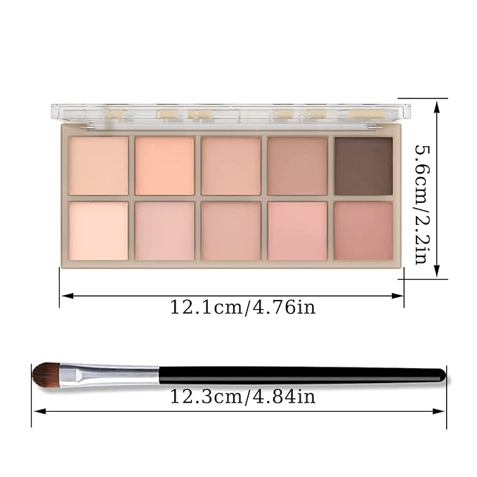 10 Colors Eyeshadow Palette Matte Naked Eye Shadow Makeup,High Pigmented, Naturing-Looking, Ultra-Blendable,Long Lasting High Pigment Nude Eyeshadow with 3 Eyeshadow Brush(Milk Tea)-GlimoraGlow
