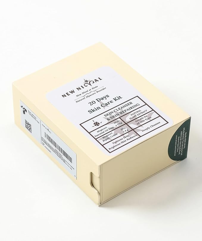 2 Step 20 Days Complete Acne Skin Care Kit.Acne Cleanser Pure Mugwort Essential Oil Soap Face Wash-Cleanse, Hydrate,Moisturize,Harmonize for Restored Skin Balance-1Pcs,120g-GlimoraGlow