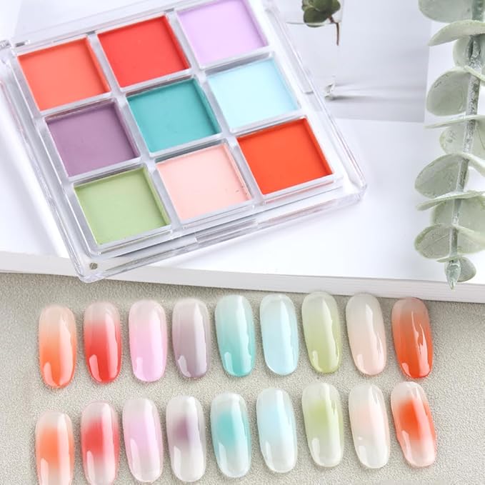 18 Colors Neon Phosphor Solid Pigment Powder Set for Ombre Nails, Fluorescent Nail Pigment Glitter Iridescent Rubbing Dust with Nail Ombre Brush for Gradient Nail Art Manicure DIY Accessories-GlimoraGlow