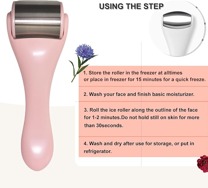 Ice Roller for Face, Ice Rollers 2 Pcs, Face Roller for Face Massager, Ice Face Roller for Wrinkles,Puffiness, Migraine Relief, Mini Eye Roller for Eyes Dark Circles (Pink)-GlimoraGlow