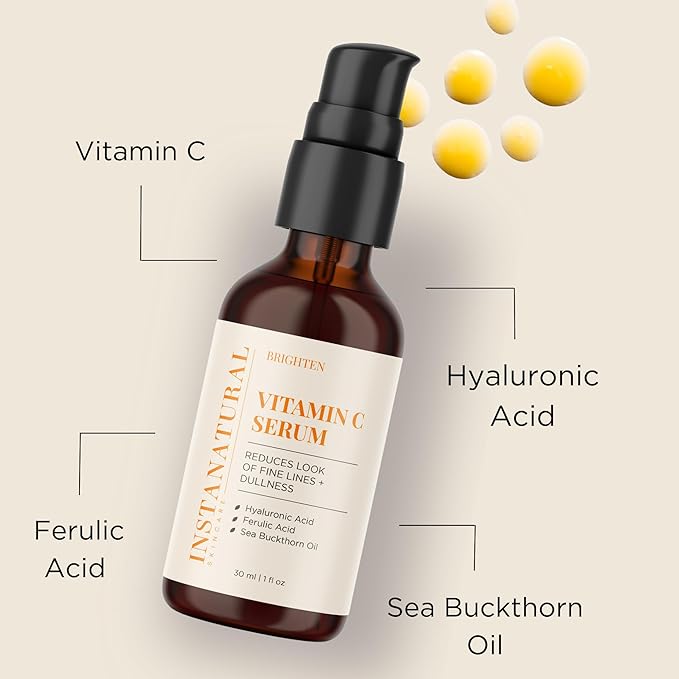 InstaNatural Vitamin C Cleanser and Serum Kit, Brightens and Reduces Signs of Aging, Fine Lines and Wrinkles, with Botanical Extracts-GlimoraGlow