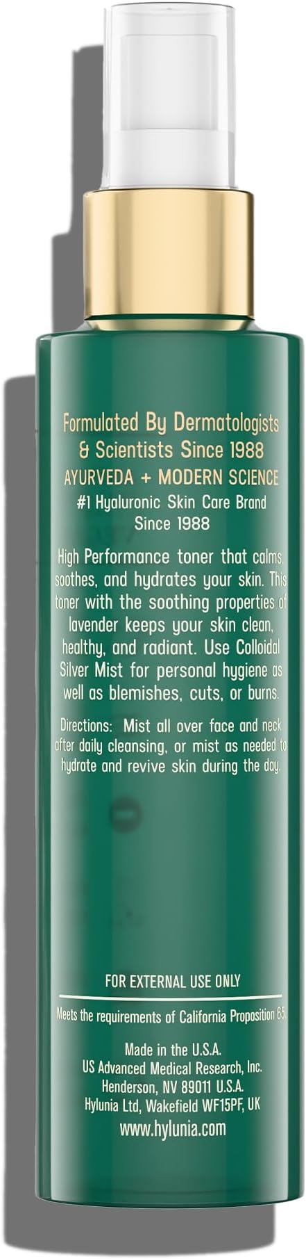 Hylunia Colloidal Silver Mist Toner 5.1 fl. oz. – Hydrating Versatile Toner for Acne-Prone Inflamed Skin | Infused with Colloidal Silver & Lavender for Glowing Skin Cuts & Burns, Body-Refresher-GlimoraGlow