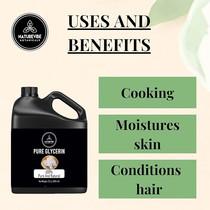 Naturevibe Botanicals Glycerine Liquid Oil 32 Ounces | 100% Pure and Natural | Great for Skin Care and Hair Care-GlimoraGlow